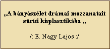 Sz�vegdoboz: �A b�ny�sz�let dr�mai mozzanatait s�r�ti kisplasztik�ba �/: E. Nagy Lajos :/